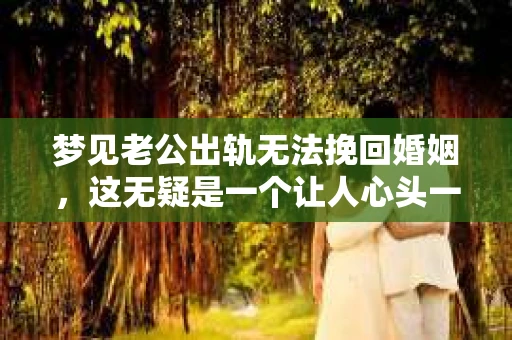 梦见老公出轨无法挽回婚姻，这无疑是一个让人心头一紧的梦境。在现实生活中，婚姻问题一直是人们关注的焦点，而梦境中的出轨，更是让人心生疑虑。那么，这样的梦境究竟预示着什么？我们又该如何面对呢？今天，就让我们一起来探讨一下这个话题。