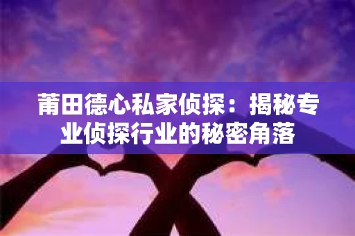 莆田德心私家侦探：揭秘专业侦探行业的秘密角落