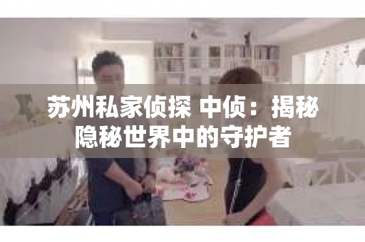 苏州私家侦探 中侦：揭秘隐秘世界中的守护者