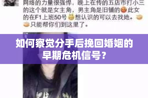 如何察觉分手后挽回婚姻的早期危机信号？