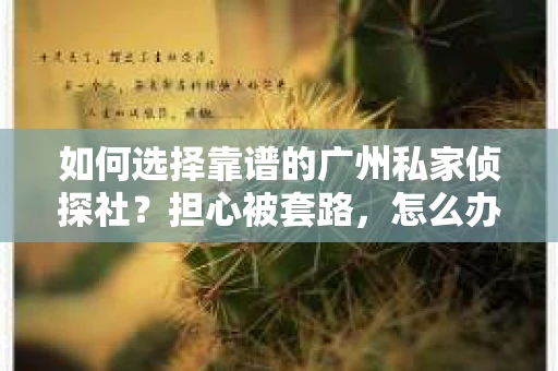 如何选择靠谱的广州私家侦探社？担心被套路，怎么办？